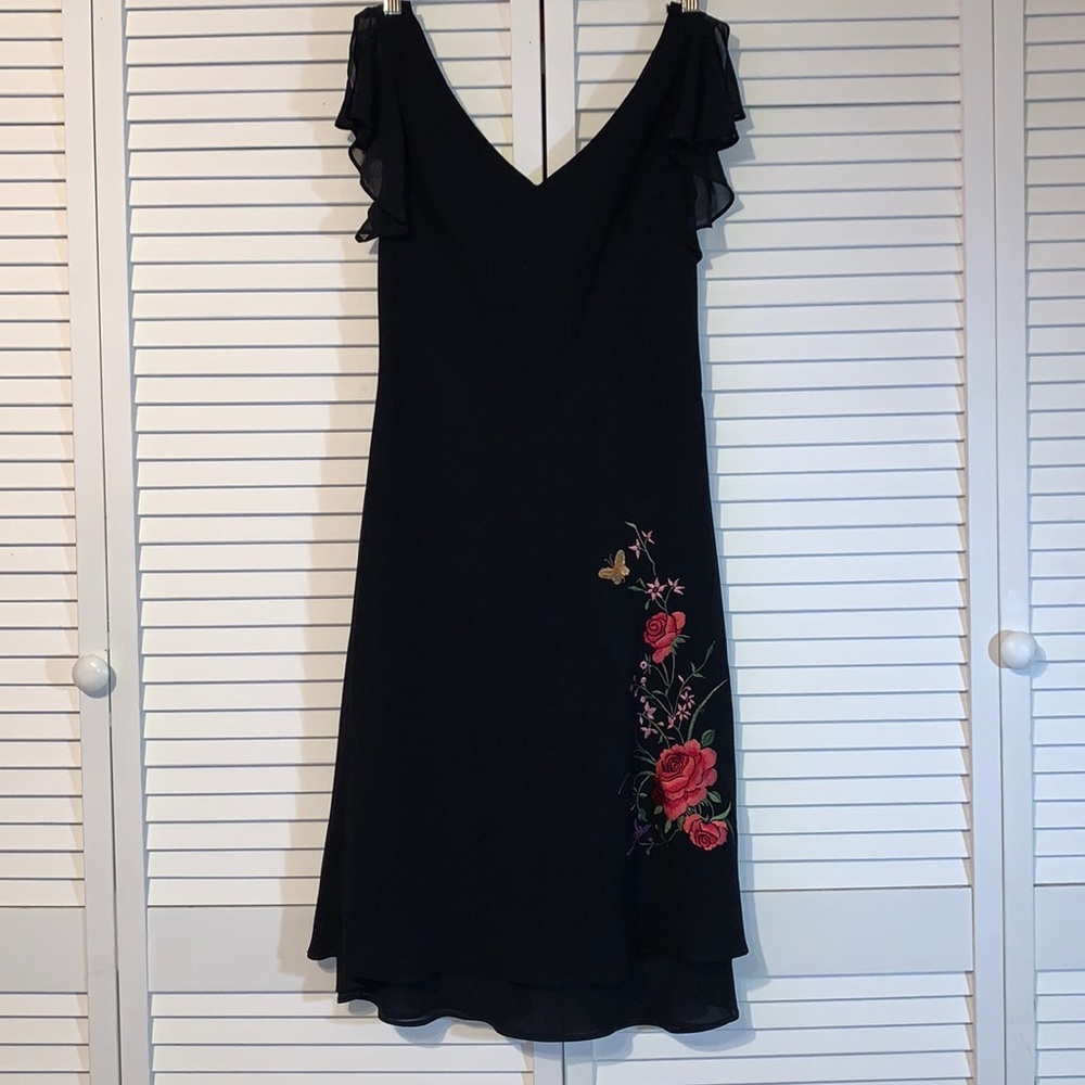 Vintage Y2K slip dress with flower embroidery